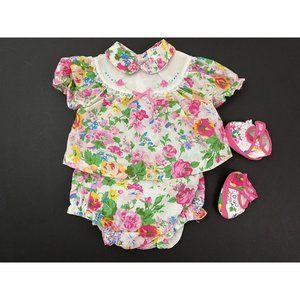 Vintage Tawil Girl's 6-9 months Spring Floral Dress Set w/ Booties